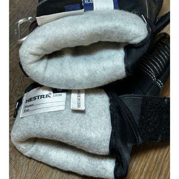 HESTRA Black Cowhide Leather Gloves Vertical Cut Unisex Size 8 - Picture 3 of 5